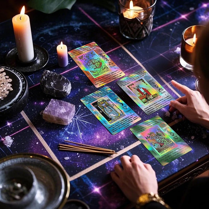 Smoostart Tarot Cards for Beginners with Meanings on Them, Surface Laser Cards Holographic Tarot with Guide Book, Tarot Cards Deck with Keywords - Image 3